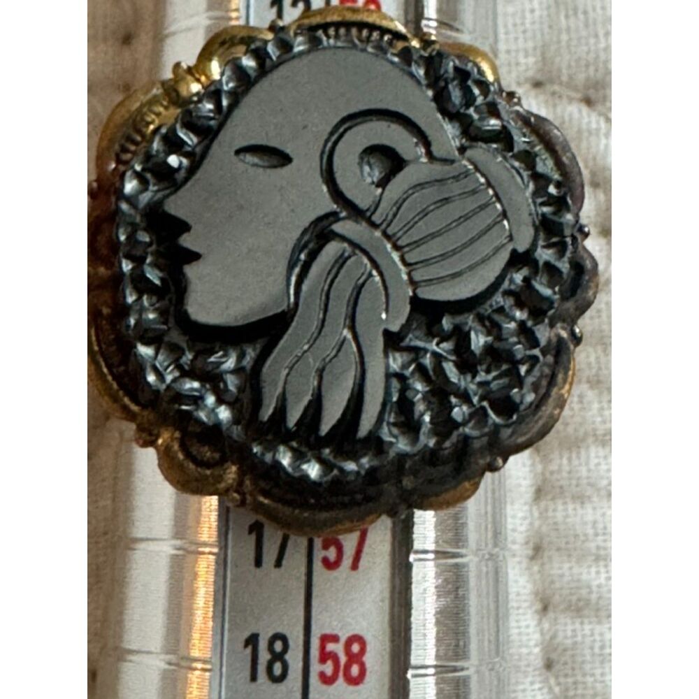 Vintage 1950s West Germany molded glass cameo ring, adjustable.